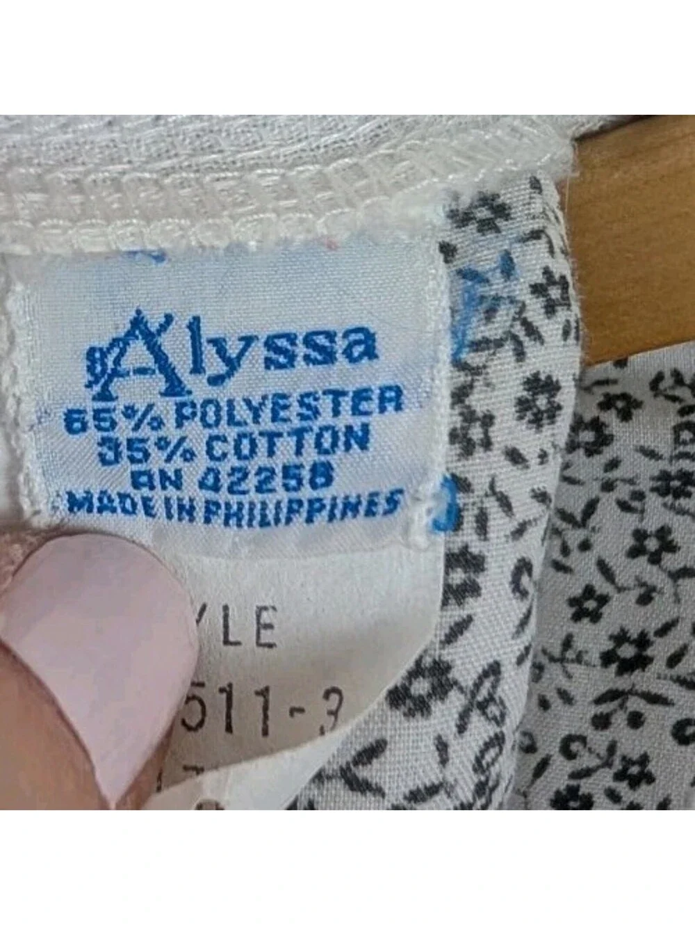 Alyssa Girls Size 6 Dress Vintage Black White Flowers Floral Long Sleeve